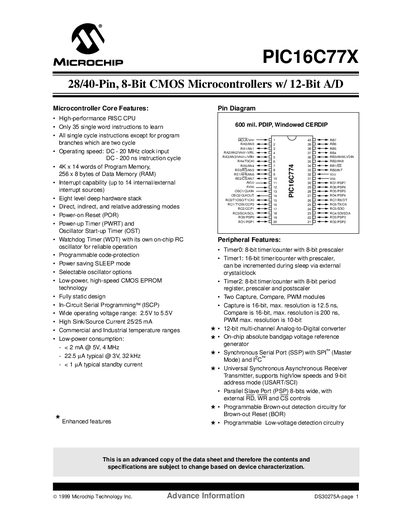 Microchip PIC16C77X Datasheet - cover page
