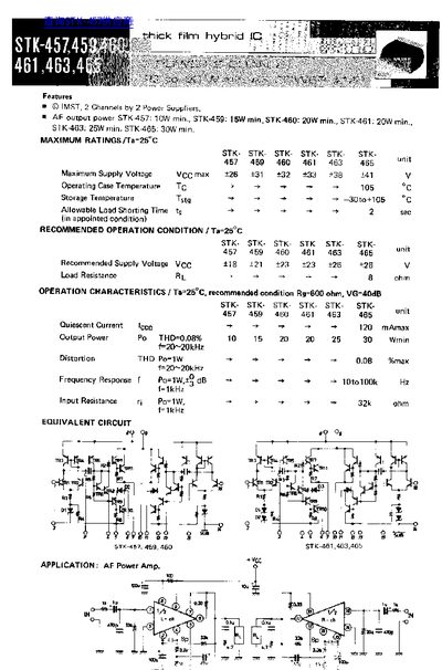 IMST STK-457/459/460/461/463/465 AF Power Amplifier Datasheet - cover page