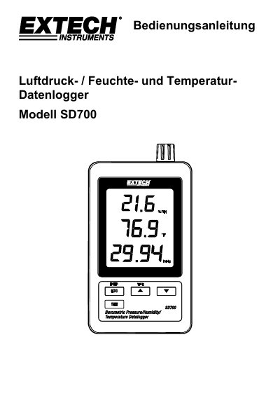 Extech SD700 Data Logger User Manual - cover page