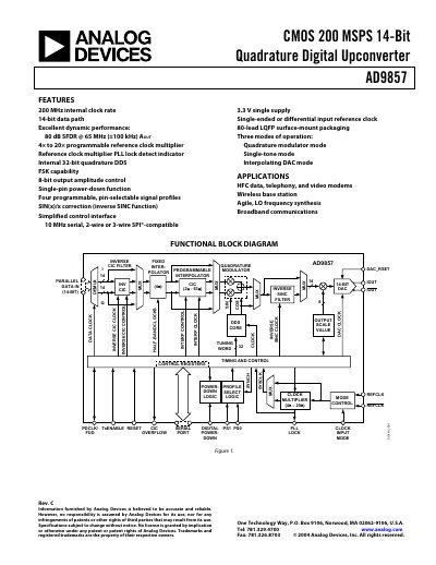 Analog Devices AD9857 Datasheet Rev C - cover page