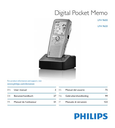 Philips LFH 9600 / LFH 9620 Digital Pocket Memo User Manual