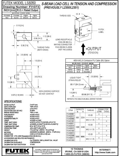 Futek LSB350 Load Cell Handbook - cover page