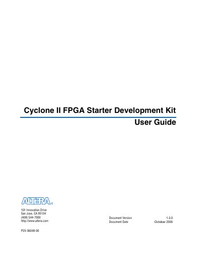 Altera Cyclone II FPGA Starter Development Kit User Guide - cover page