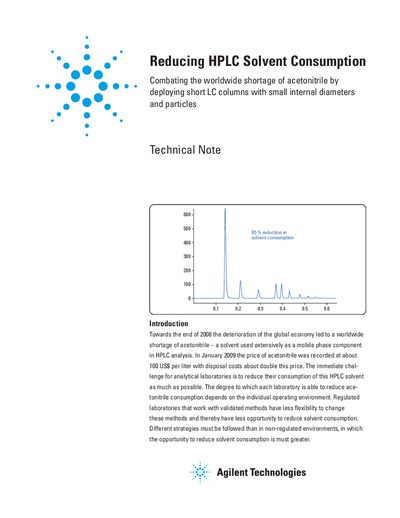 Agilent Reducing HPLC Solvent Consumption Technical Note - cover page