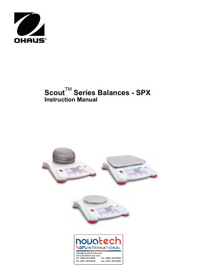 Novatech Scout SPX Series Balances Instruction Manual