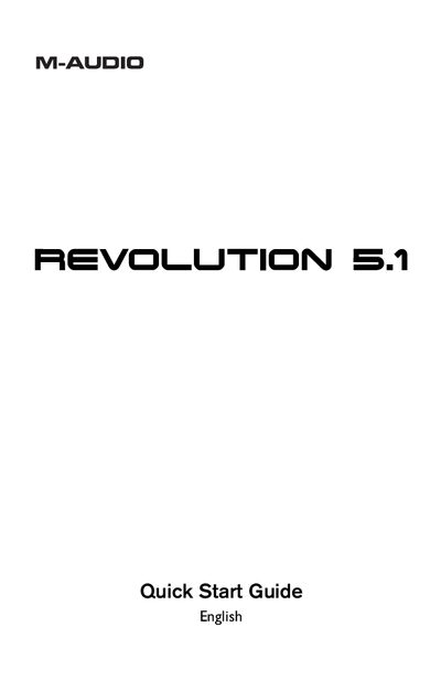 M-Audio Revolution 5.1 Quick Start Guide - cover page