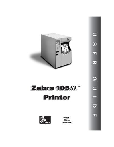 Zebra 105 SL Label Printer User Guide - cover page