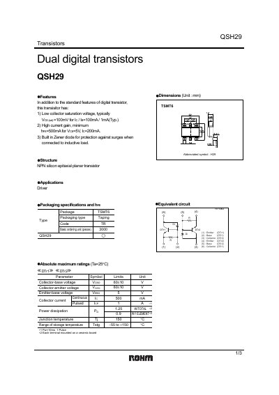 ROHM QSH29 Transistor Datasheet - cover page