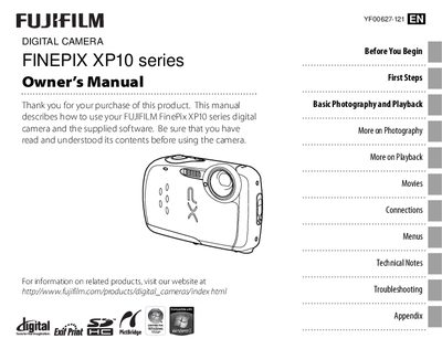 Fujifilm FinePix XP10 Series Digital Camera Owner's Manual - cover page