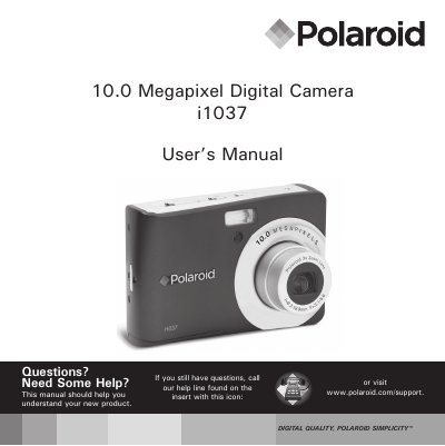 Polaroid i1037 Digital Camera User Manual - cover page