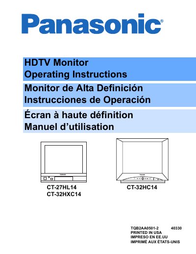 Panasonic CT-27HL14 CT-32HC14 CT-32HXC14 Manual(1) - cover page