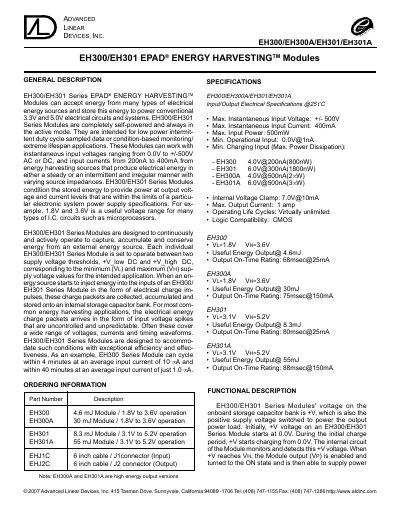 Advanced Linear Devices EH300/EH300A/EH301/EH301A User Manual - cover page