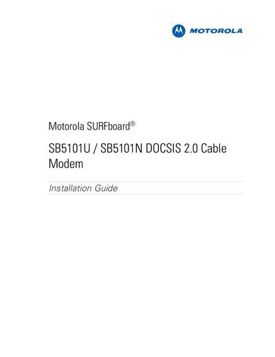 Motorola SURFboard SB5101U/SB5101N Cable Modem Installation Guide - cover page