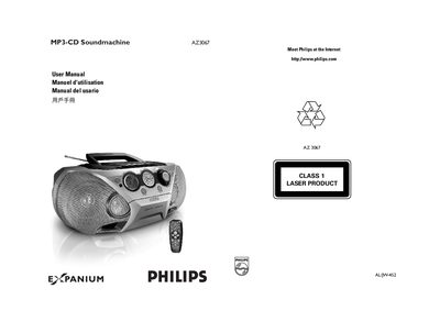 Philips AZ3067 MP3-CD Soundmachine User Manual - cover page