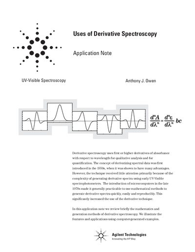 Agilent Uses of Derivative Spectroscopy Application Note - cover page