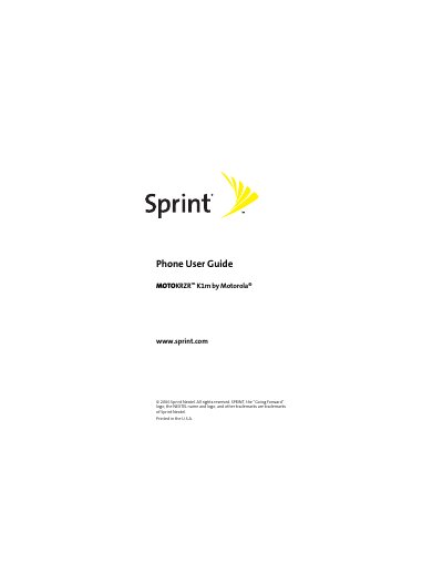 Motorola MOTOKRZR TM K1m Phone User Guide - cover page