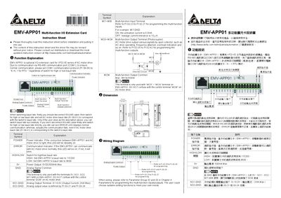 Delta EMV-APP01 I/O Extension Card Instruction Sheet - cover page