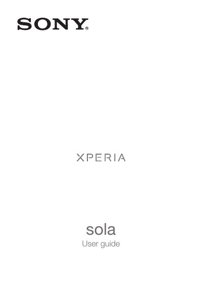 Sony Xperia sola User Manual - cover page