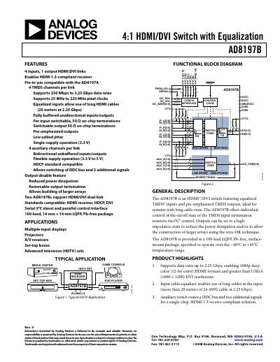 Analog Devices AD8197B HDMI/DVI Switch Handbook
