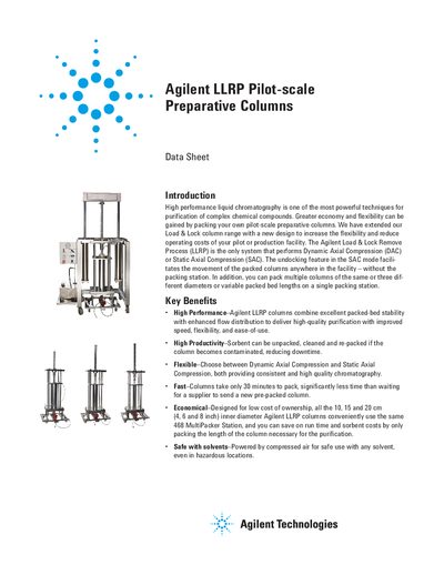 Agilent LLRP Pilot-scale Preparative Columns Data Sheet - cover page
