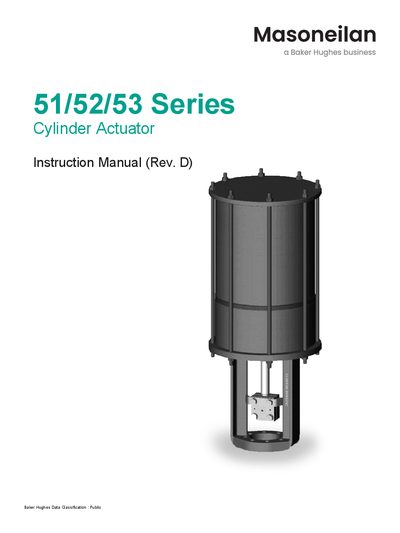 Baker Hughes Masoneilan 51/52/53 Series Cylinder Actuator Instruction Manual - cover page
