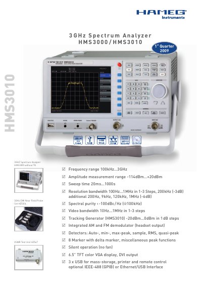 HAMEG HMS3000/HMS3010 Spectrum Analyzer Handbook - cover page