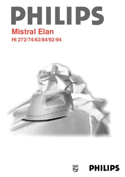 Philips HI 272/74/82/84/92/94 Steam Iron User Manual - cover page