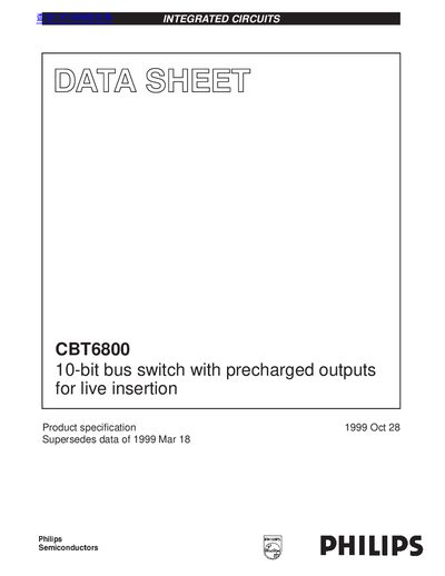 Philips CBT6800 10-bit Bus Switch Datasheet - cover page
