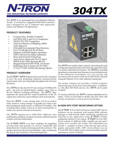 N-TRON 304TX Industrial Network Switch Handbook - cover page