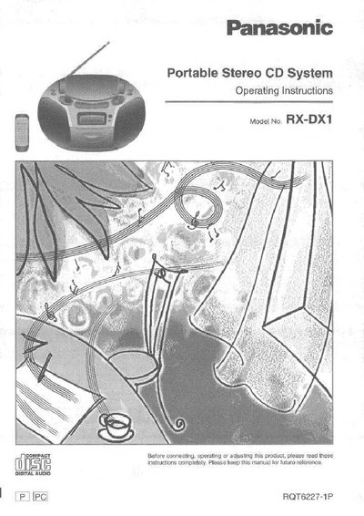 Panasonic RX-DX1 Portable Stereo CD System Operating Instructions - cover page