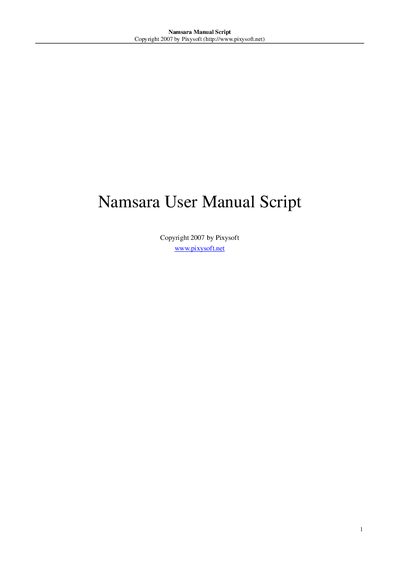 Pixysoft Namsara User Manual - cover page