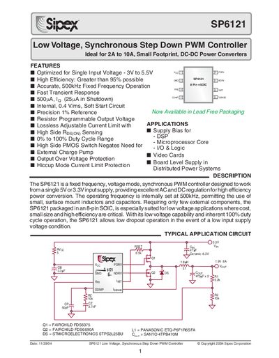 Sipex SP6121 Datasheet - cover page