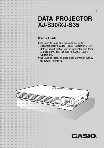 Casio XJ-S30/XJ-S35 Data Projector User's Guide - cover page