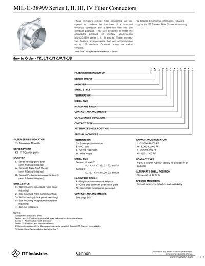 ITT Cannon MIL-C-38999 Series I-II-III-IV Filter Connectors Handbook - cover page