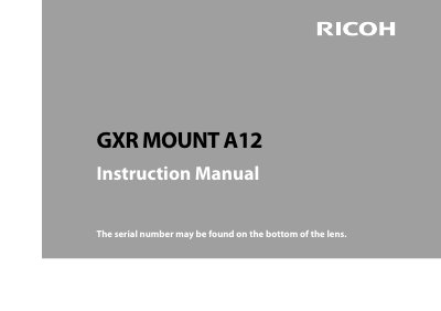 Ricoh GXR MOUNT A12 Lens Mount Unit Instruction Manual - cover page