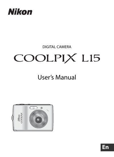 Nikon COOLPIX L15 User Manual - cover page