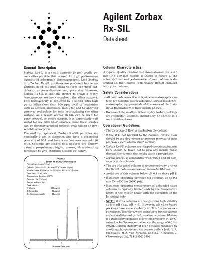 Agilent Zorbax Rx-SIL Datasheet - cover page
