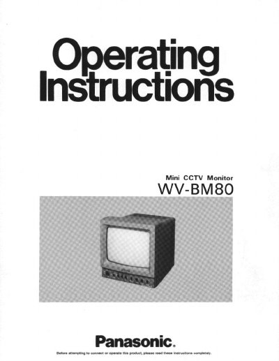 Panasonic WVBM80 Mini CCTV Monitor Operating Instructions - cover page