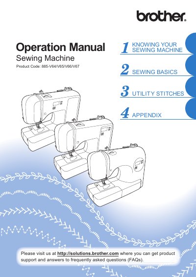 Brother 885-V64/V65/V66/V67 Sewing Machine Operation Manual