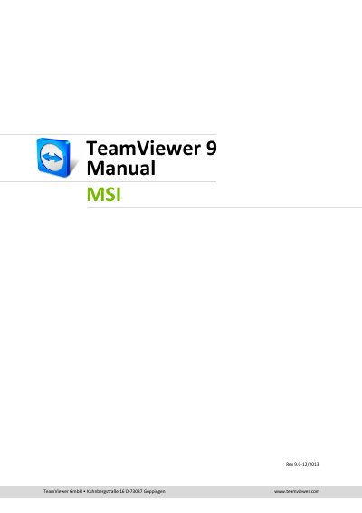 TeamViewer 9 MSI Installation and Deployment Guide - cover page