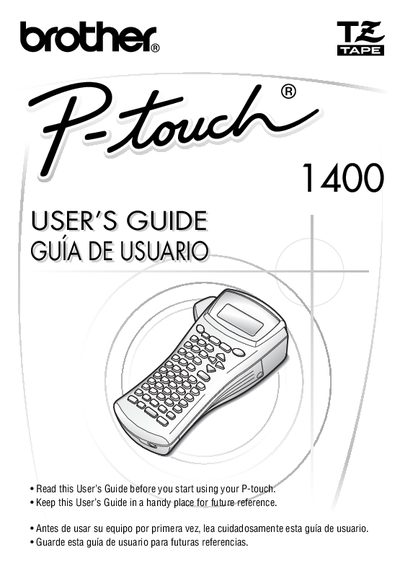 Brother PT-1400 Label Printer User's Guide - cover page