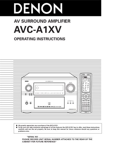 Denon AVC-A1XV Surround Amplifier Operating Instructions - cover page