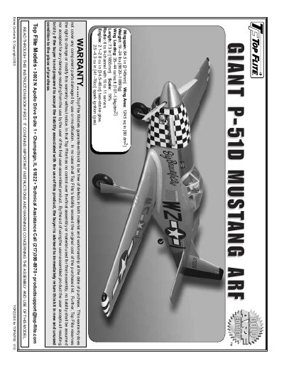 Top Flite GIANT P-51D ARF Assembly and Operation Manual - cover page
