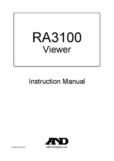 A&D RA3100 Viewer Instruction Manual - cover page