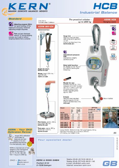 KERN HCB Industrial Balance Product Leaflet - cover page
