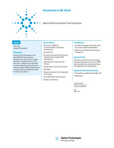 Agilent H5424A QC Client Introduction Handbook - cover page