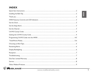 Midland HH54 Portable Emergency Weather Alert Radio User Manual - cover page