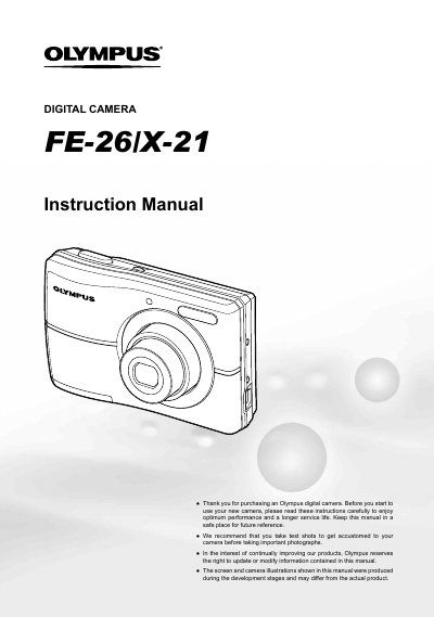 Olympus FE-26/X-21 Digital Camera Instruction Manual - cover page