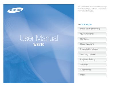 Samsung WB210 Camera User Manual - cover page