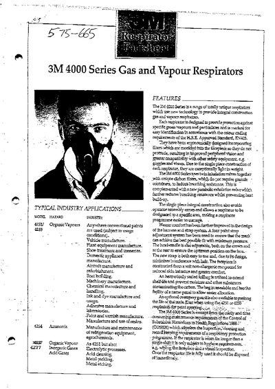 3M 4000 Series Gas and Vapour Respirator User Manual